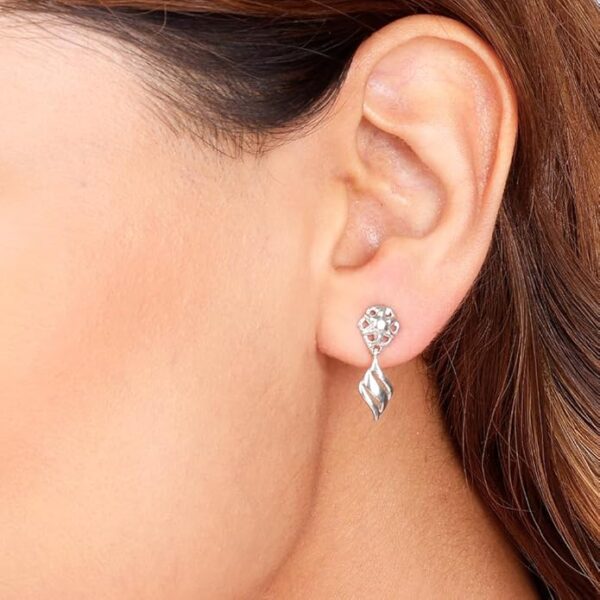 Silver Floral Twist Earrings| Drops to Gift Women & Girls - Image 2