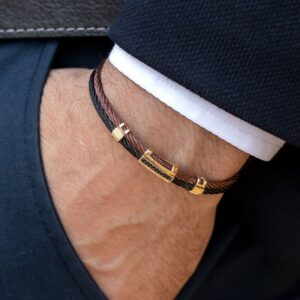 Men's Leather & Gold Accent Bracelet