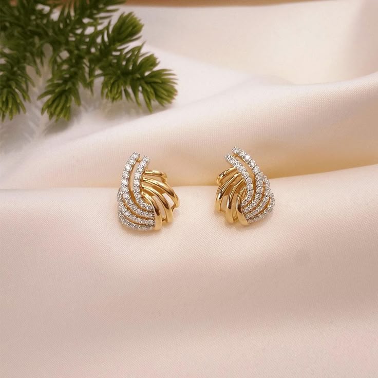 Radiant Swirl Gold Diamond Earrings