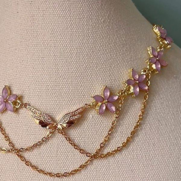 FloraGrace Twin Chain Gold Necklace - Image 2