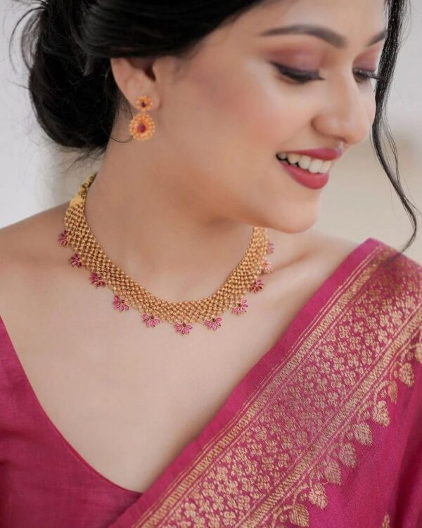 Radiant Gold & Pink Floral Jewelry Set